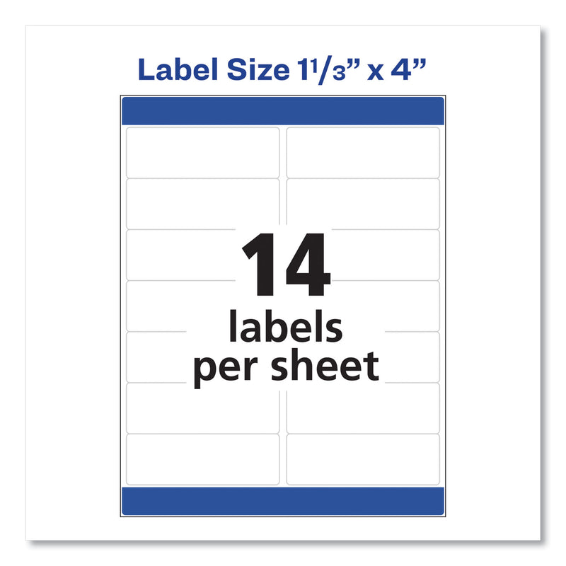 Avery Easy Peel White Address Labels w/ Sure Feed Technology, Laser Printers, 1.33 x 4, White, 14/Sheet, 250 Sheets/Box