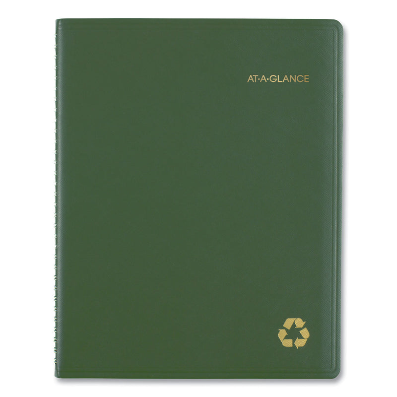 AT-A-GLANCE Recycled Weekly Vertical-Column Format Appointment Book, 11 x 8.25, Green Cover, 12-Month (Jan to Dec): 2023