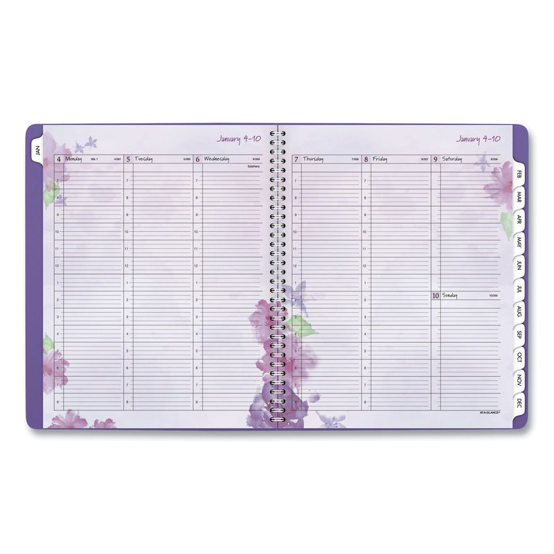 AT-A-GLANCE Beautiful Day Weekly/Monthly Planner, Vertical-Column Format, 11 x 8.5, Purple Cover, 13-Month (Jan to Jan): 2023 to 2024