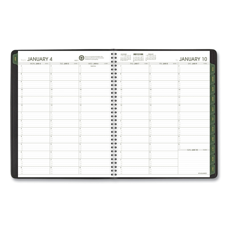 AT-A-GLANCE Recycled Weekly Vertical-Column Format Appointment Book, 11 x 8.25, Black Cover, 12-Month (Jan to Dec): 2023