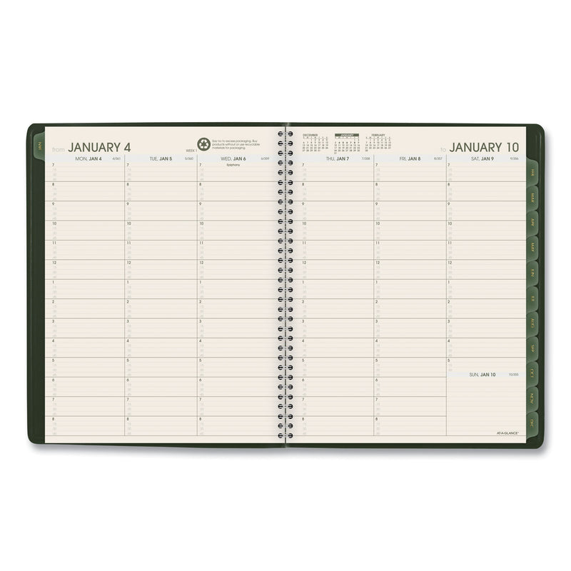 AT-A-GLANCE Recycled Weekly Vertical-Column Format Appointment Book, 11 x 8.25, Green Cover, 12-Month (Jan to Dec): 2023