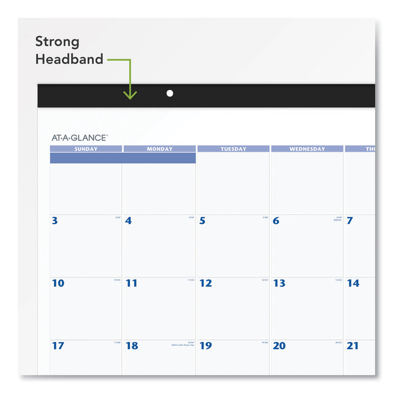 AT-A-GLANCE Desk Pad, 22 x 17, White Sheets, Black Binding, Black Corners, 12-Month (Jan to Dec): 2023