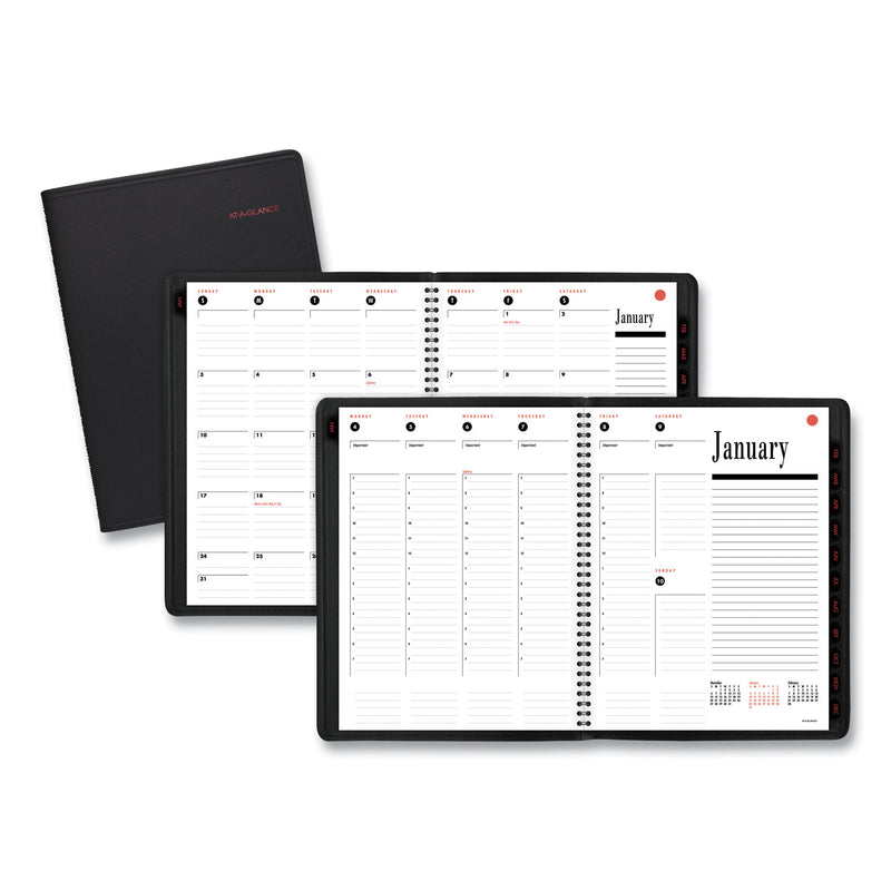 AT-A-GLANCE 800 Range Weekly/Monthly Appointment Book, 11 x 8.25, Black Cover, 12-Month (Jan to Dec): 2023