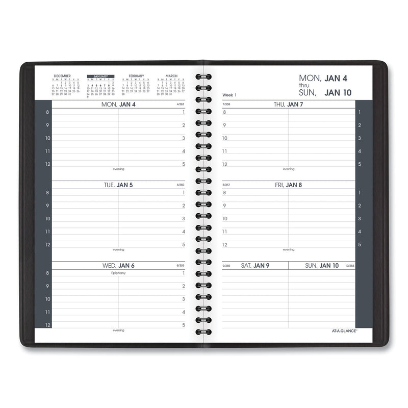 AT-A-GLANCE Weekly Block Format Appointment Book Ruled for Hourly Appointments, 8.5 x 5.5, Grained Black Cover, 12-Month(Jan to Dec):2023