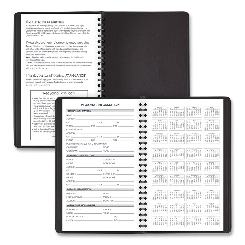 AT-A-GLANCE Weekly Block Format Appointment Book Ruled for Hourly Appointments, 8.5 x 5.5, Grained Black Cover, 12-Month(Jan to Dec):2023