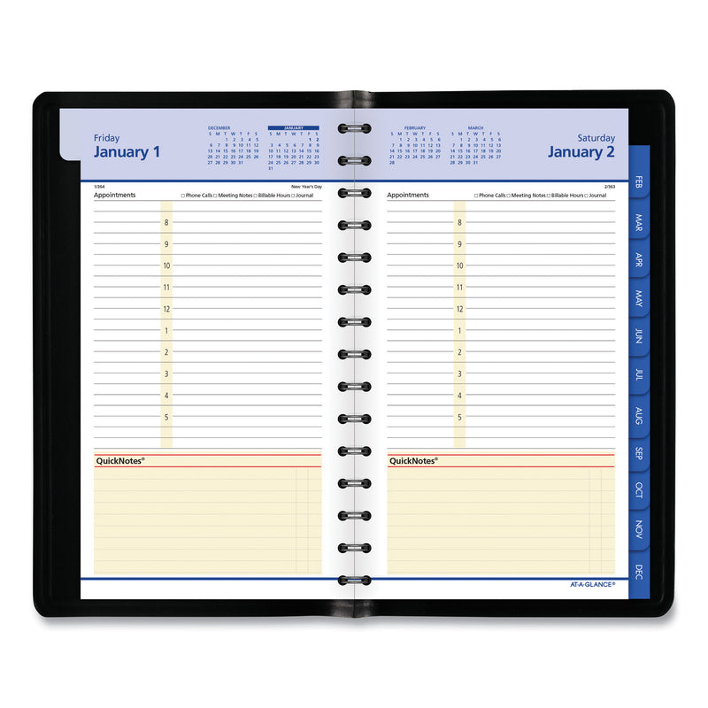 AT-A-GLANCE QuickNotes Daily/Monthly Appointment Book, 8.5 x 5.5, Black Cover, 12-Month (Jan to Dec): 2023