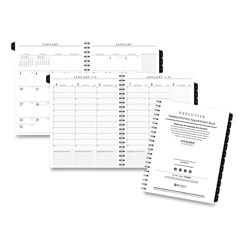 AT-A-GLANCE Executive Weekly/Monthly Planner Refill with 15-Minute Appointments, 11 x 8.25, White Sheets, 12-Month (Jan to Dec): 2023