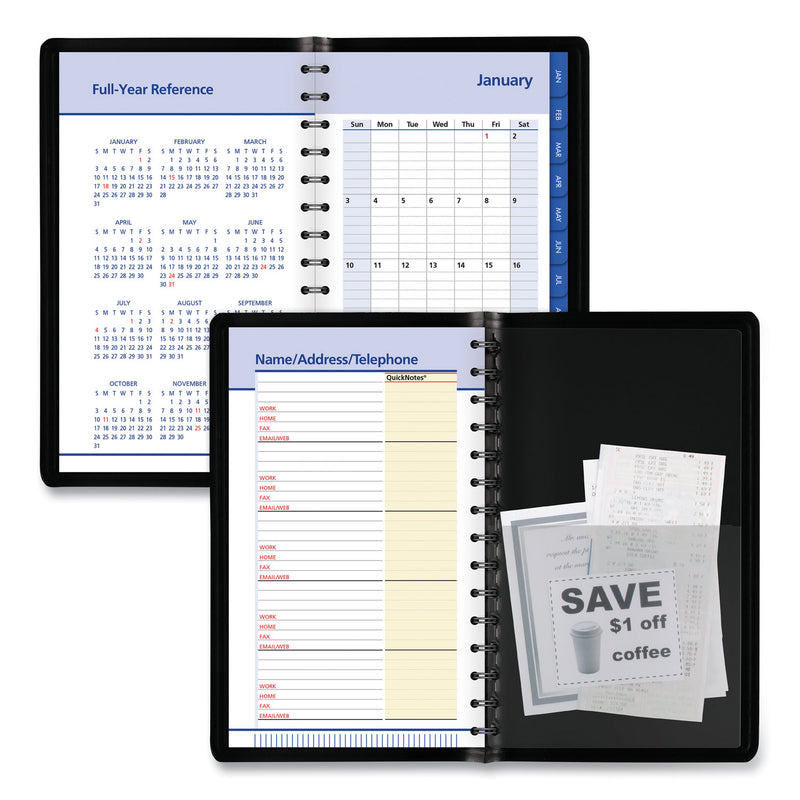 AT-A-GLANCE QuickNotes Daily/Monthly Appointment Book, 8.5 x 5.5, Black Cover, 12-Month (Jan to Dec): 2023