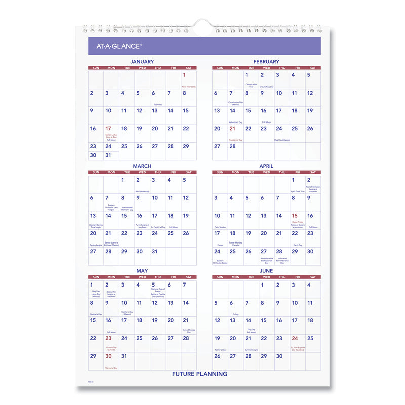 AT-A-GLANCE Monthly Wall Calendar with Ruled Daily Blocks, 12 x 17, White Sheets, 12-Month (Jan to Dec): 2023