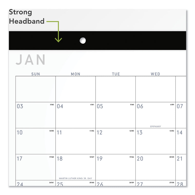 AT-A-GLANCE Contemporary Monthly Desk Pad, 18 x 11, White Sheets, Black Binding/Corners,12-Month (Jan to Dec): 2023