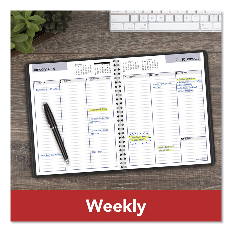 AT-A-GLANCE DayMinder Weekly Planner, Vertical-Column Format, 8.75 x 7, Black Cover, 12-Month (Jan to Dec): 2023