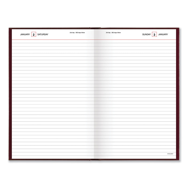 AT-A-GLANCE Standard Diary Daily Diary, 2023 Edition, Wide/Legal Rule, Red Cover, 12 x 7.75, 200 Sheets