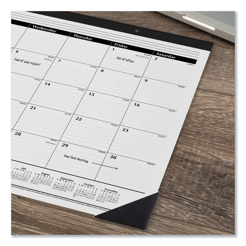 AT-A-GLANCE Ruled Desk Pad, 22 x 17, White Sheets, Black Binding, Black Corners, 12-Month (Jan to Dec): 2023