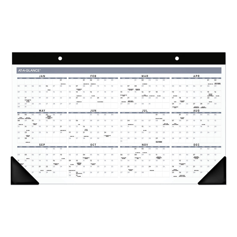 AT-A-GLANCE Contemporary Monthly Desk Pad, 18 x 11, White Sheets, Black Binding/Corners,12-Month (Jan to Dec): 2023