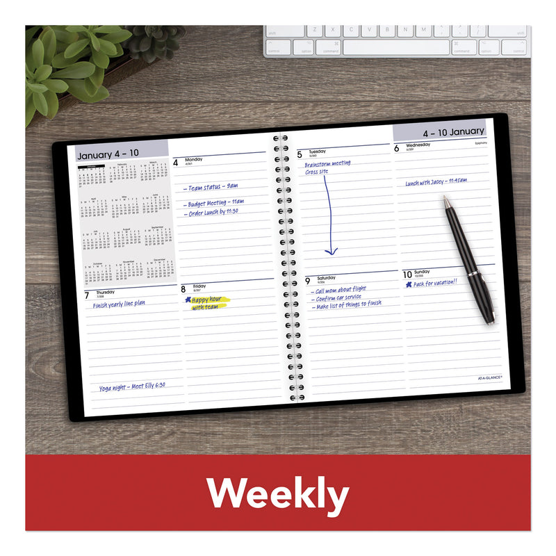 AT-A-GLANCE DayMinder Open-Schedule Weekly Appointment Book, 8.75 x 7, Black Cover, 12-Month (Jan to Dec): 2023