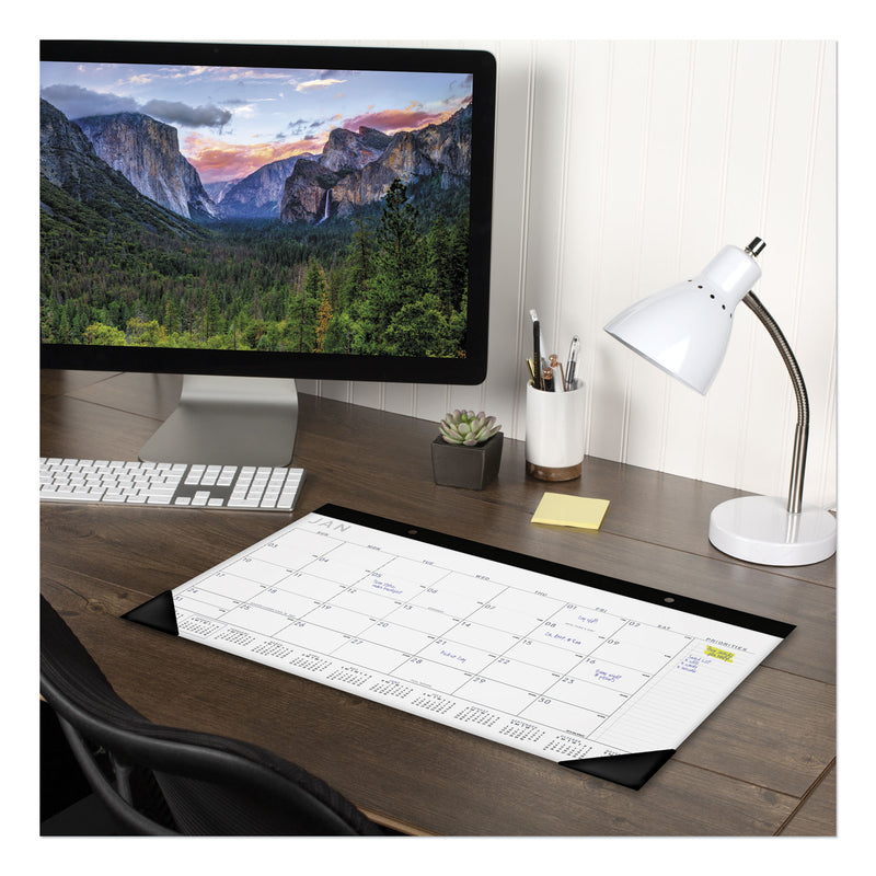 AT-A-GLANCE Contemporary Monthly Desk Pad, 18 x 11, White Sheets, Black Binding/Corners,12-Month (Jan to Dec): 2023