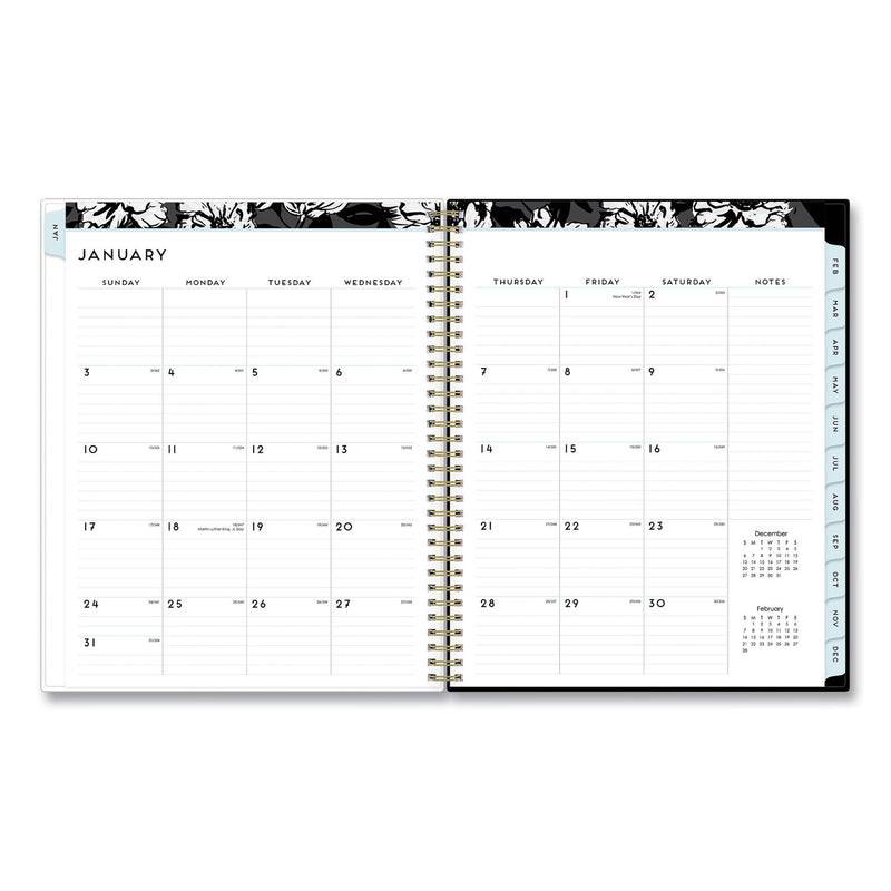 Blue Sky Baccara Dark Create-Your-Own Cover Weekly/Monthly Planner, Floral, 11 x 8.5, Gray/Black/Gold Cover, 12-Month (Jan-Dec): 2023