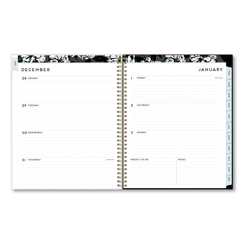 Blue Sky Baccara Dark Create-Your-Own Cover Weekly/Monthly Planner, Floral, 11 x 8.5, Gray/Black/Gold Cover, 12-Month (Jan-Dec): 2023