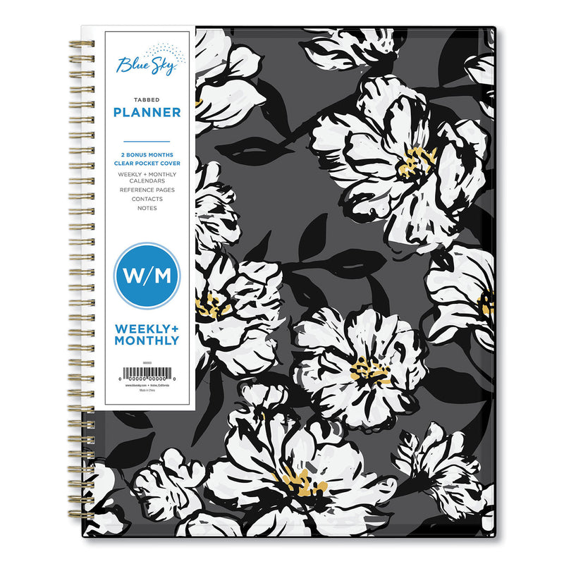 Blue Sky Baccara Dark Create-Your-Own Cover Weekly/Monthly Planner, Floral, 11 x 8.5, Gray/Black/Gold Cover, 12-Month (Jan-Dec): 2023