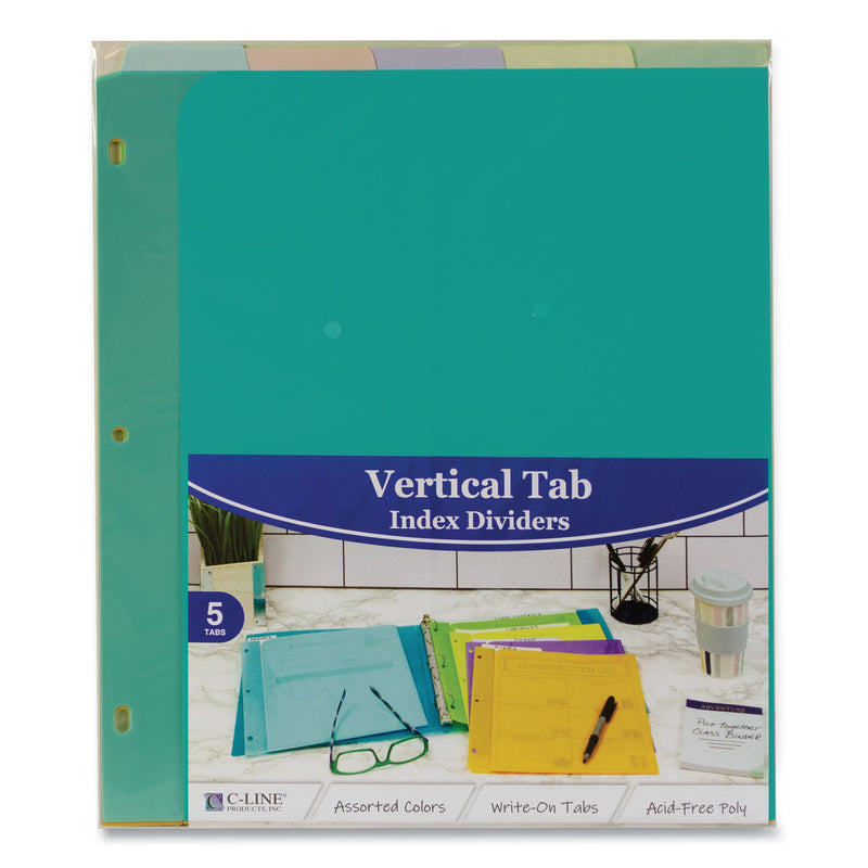 C-Line Index Dividers with Vertical Tab, 5-Tab, 11.5 x 10, Assorted, 1 Set