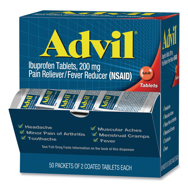 Advil Ibuprofen Tablets, Two-Pack, 50 Packs/Box