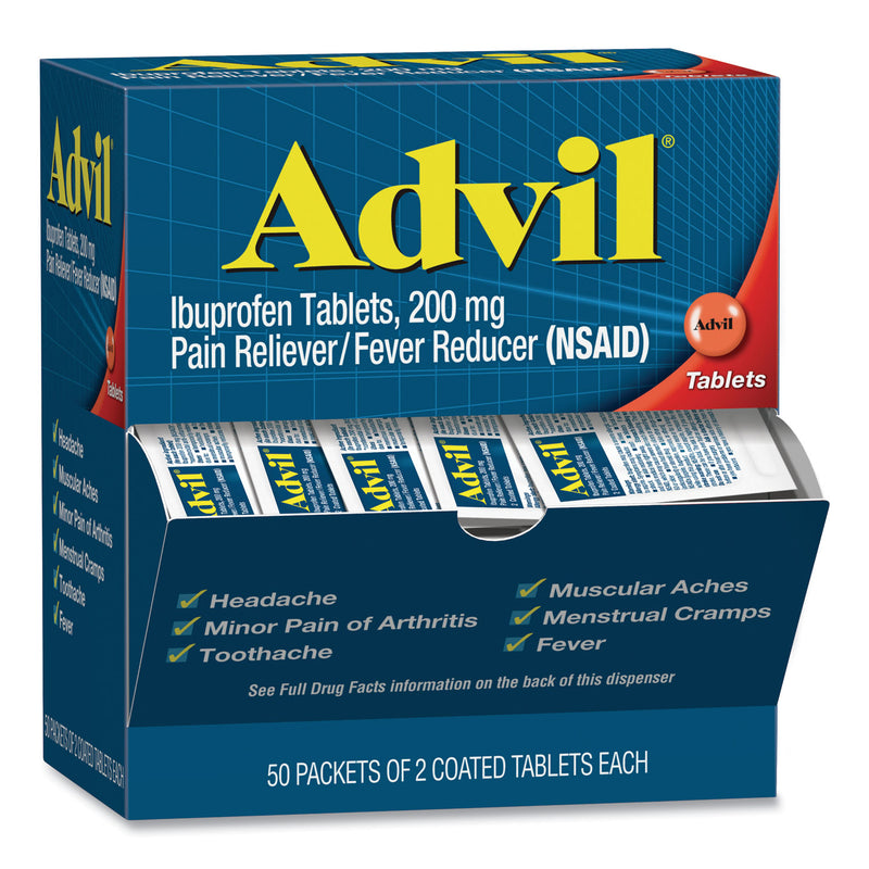 Advil Ibuprofen Tablets, Two-Pack, 50 Packs/Box