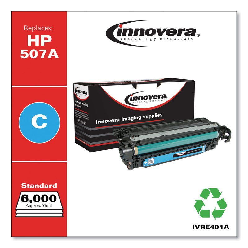 Innovera Remanufactured Cyan Toner, Replacement for 507A (CE401A), 6,000 Page-Yield