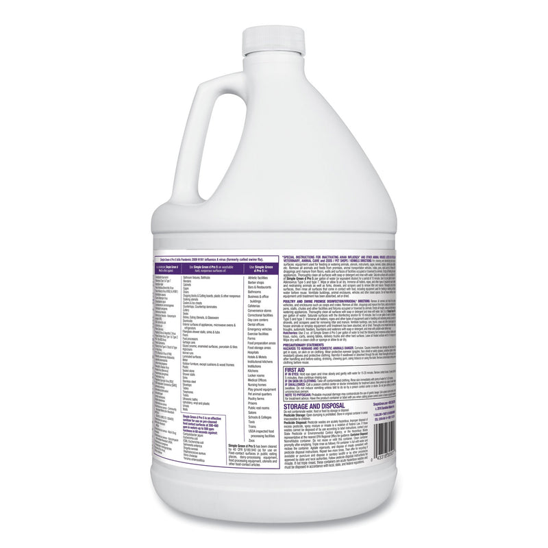 Simple Green d Pro 5 Disinfectant, 1 gal Bottle, 4/Carton