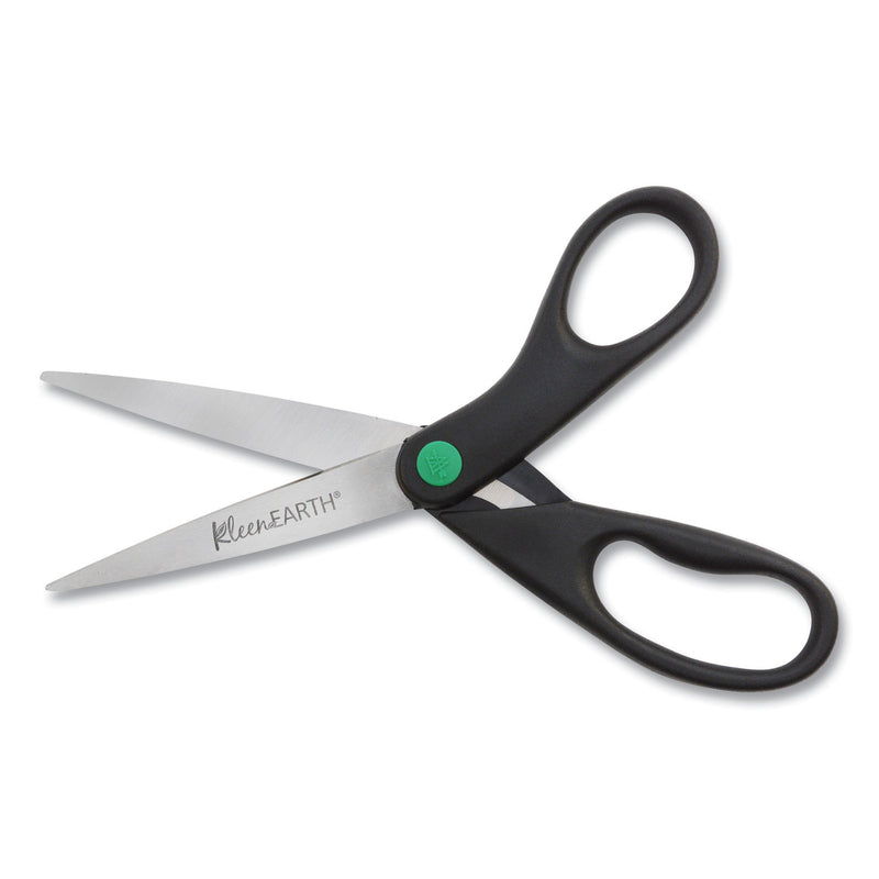 Westcott KleenEarth Scissors, 8" Long, 3.25" Cut Length, Black Straight Handle