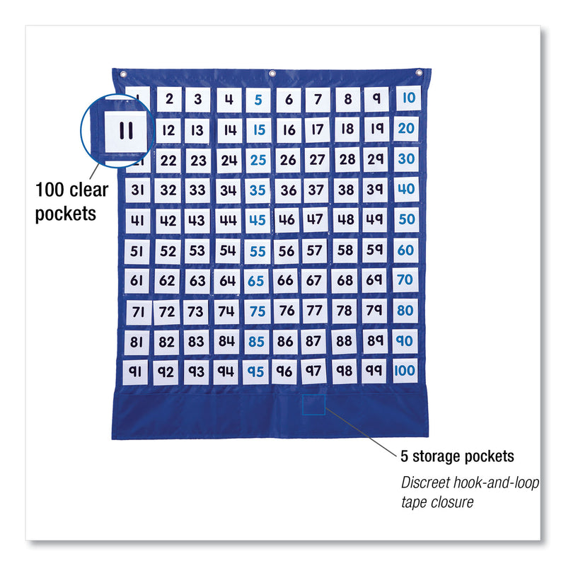 Carson-Dellosa Education Hundreds Pocket Chart, 105 Pockets, 26 x 30, Blue