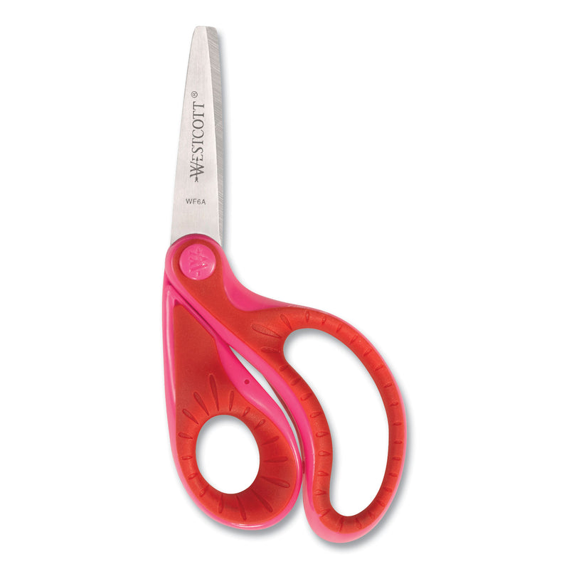 Westcott Ergo Jr. Kids' Scissors, Pointed Tip, 5" Long, 1.5" Cut Length, Randomly Assorted Straight Handles