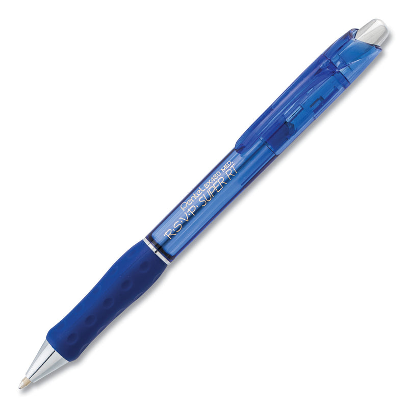 Pentel R.S.V.P. Super RT Ballpoint Pen, Retractable, Medium 1 mm, Blue Ink, Blue Barrel, Dozen