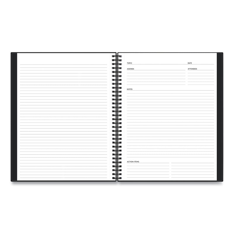 Blue Sky Aligned Business Notebook, 1 Subject, Meeting Notes Format, Narrow Rule, Black Cover, 11 x 8.5, 78 Sheets