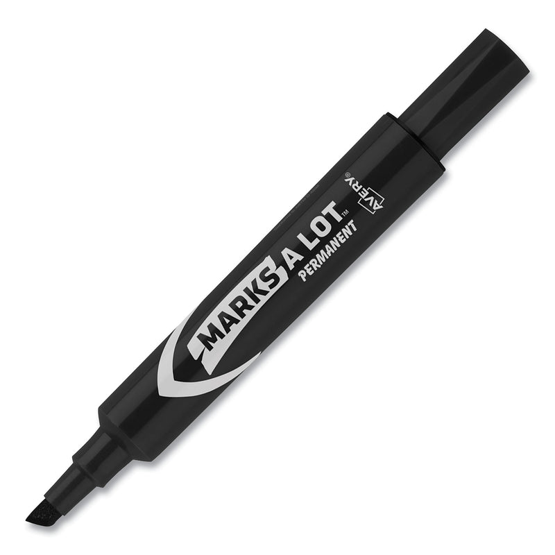 Avery MARKS A LOT Regular Desk-Style Permanent Marker, Broad Chisel Tip, Black, Dozen (7888)