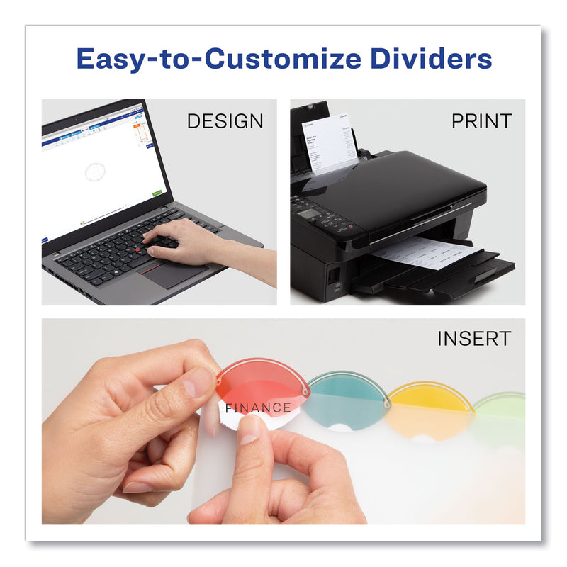 Avery Insertable Style Edge Tab Plastic Dividers, 7-Hole Punched, 5-Tab, 8.5 x 5.5, Translucent, 1 Set