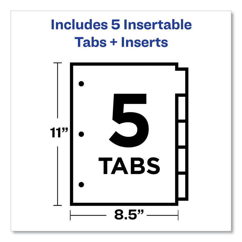 Avery Insertable Big Tab Plastic Dividers, 5-Tab, 11 x 8.5, Assorted, 1 Set