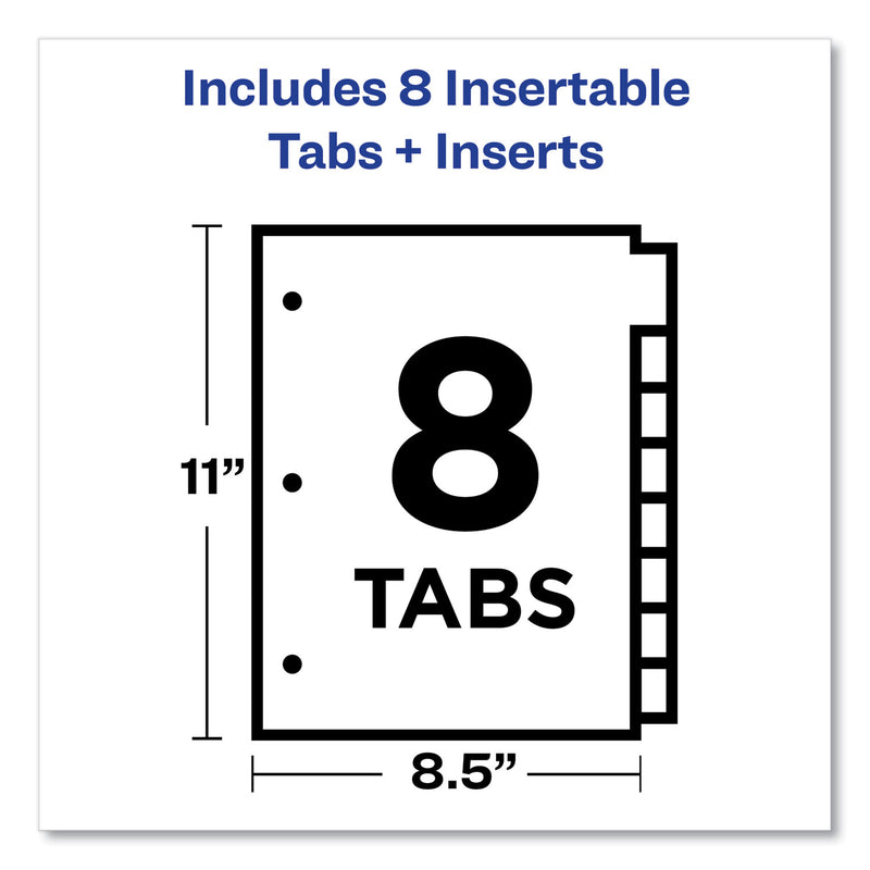 Avery Insertable Big Tab Dividers, 8-Tab, Double-Sided Gold Edge Reinforcing, 11 x 8.5, White, Clear Tabs, 1 Set