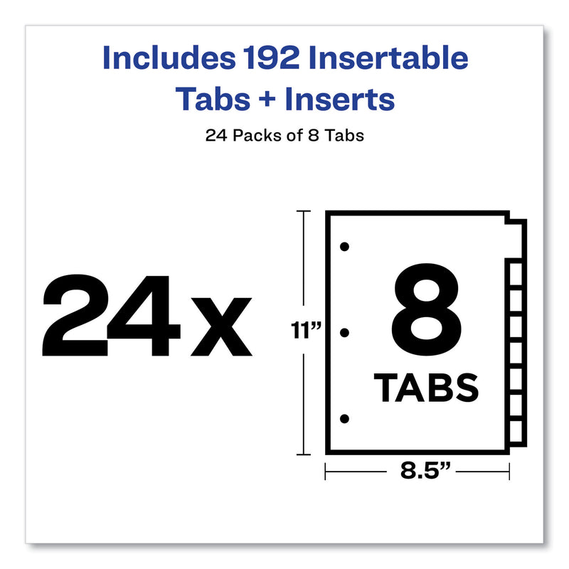 Avery Insertable Big Tab Dividers, 8-Tab, Double-Sided Gold Edge Reinforcing, 11 x 8.5, Buff, Clear Tabs, 24 Sets