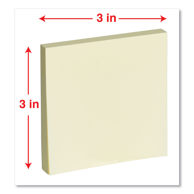 Universal Fan-Folded Self-Stick Pop-Up Note Pads, 3" x 3", Yellow, 100 Sheets/Pad, 12 Pads/Pack