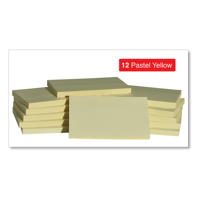 Universal Self-Stick Note Pads, 3" x 5", Yellow, 100 Sheets/Pad, 12 Pads/Pack