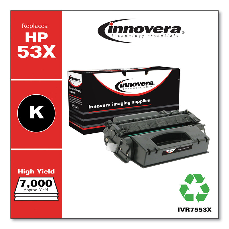 Innovera Remanufactured Black High-Yield Toner, Replacement for 53X (Q7553X), 7,000 Page-Yield