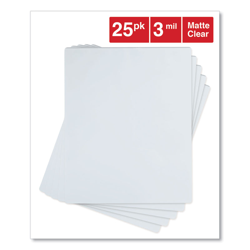 Universal Laminating Pouches, 3 mil, 9" x 11.5", Matte Clear, 25/Pack