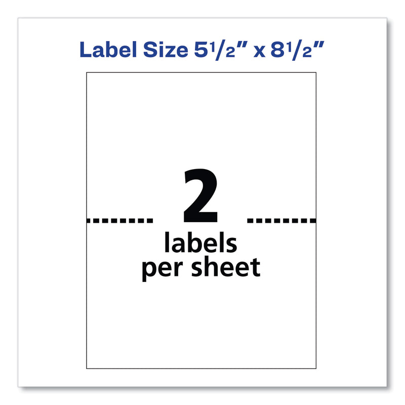 Avery Shipping Labels w/ TrueBlock Technology, Inkjet Printers, 5.5 x 8.5, White, 2/Sheet, 25 Sheets/Pack