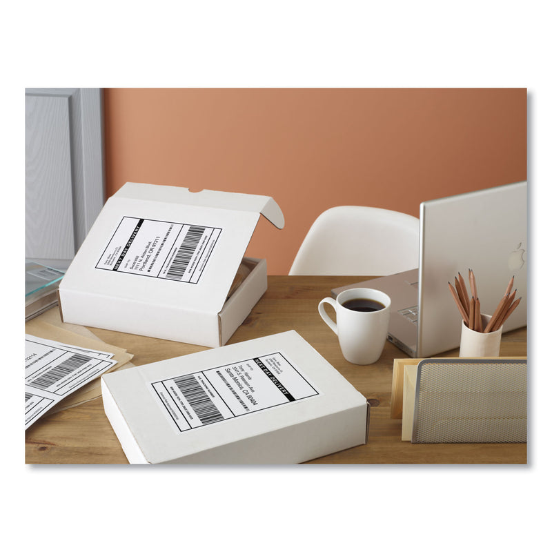 Avery Shipping Labels w/ TrueBlock Technology, Inkjet Printers, 5.5 x 8.5, White, 2/Sheet, 25 Sheets/Pack