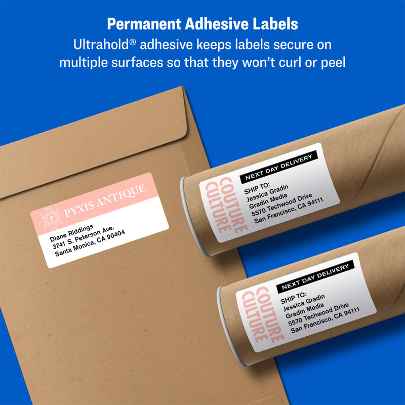 Avery Shipping Labels w/ TrueBlock Technology, Laser Printers, 2 x 4, White, 10/Sheet, 100 Sheets/Box