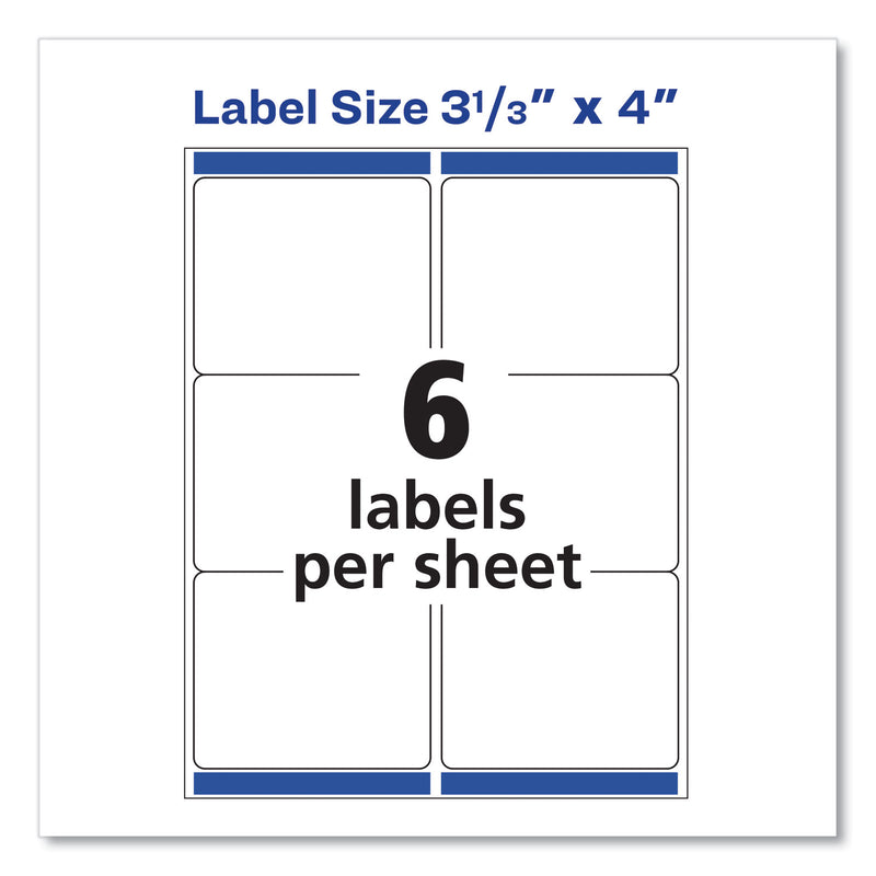 Avery Shipping Labels w/ TrueBlock Technology, Laser Printers, 3.33 x 4, White, 6/Sheet, 25 Sheets/Pack