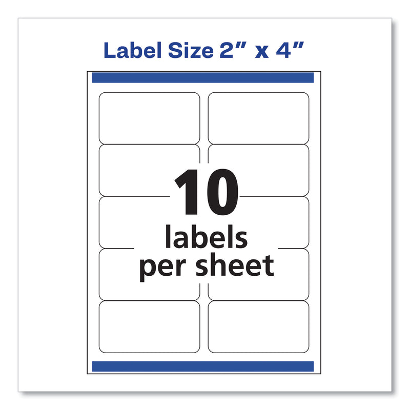 Avery Shipping Labels w/ TrueBlock Technology, Laser Printers, 2 x 4, White, 10/Sheet, 25 Sheets/Pack