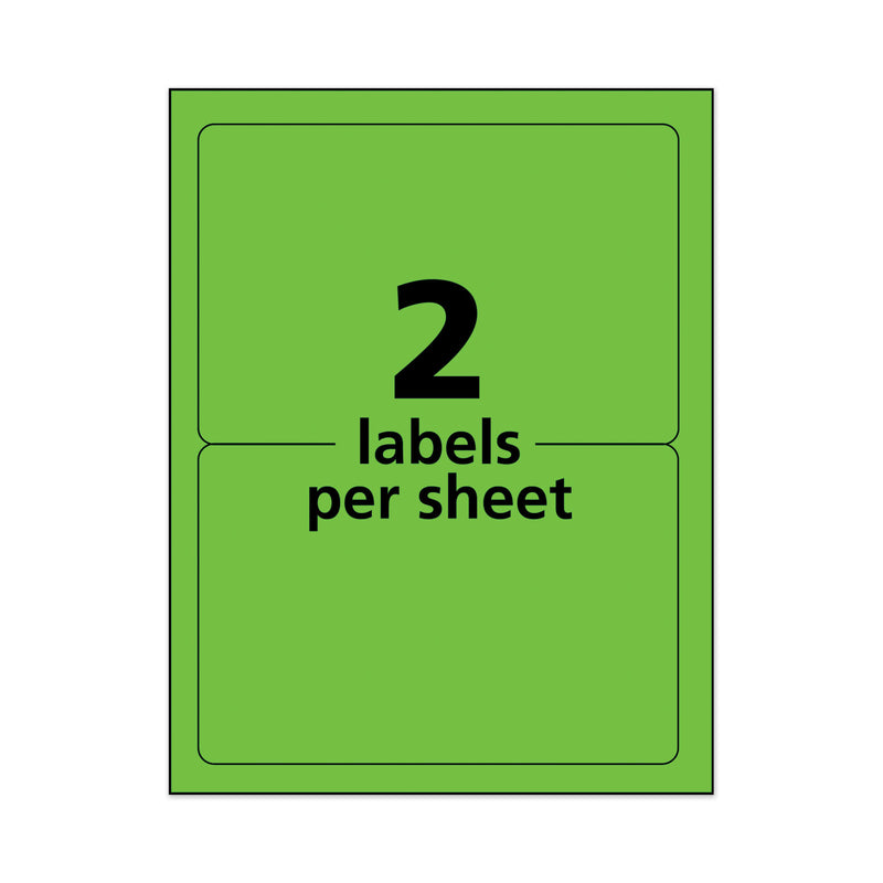 Avery High-Visibility Permanent Laser ID Labels, 5.5 x 8.5, Neon Green, 200/Box