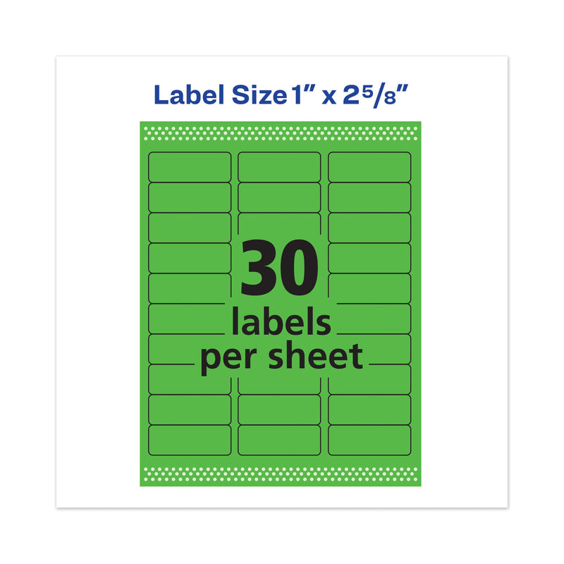 Avery High-Visibility Permanent Laser ID Labels, 1 x 2.63, Neon Green, 750/Pack