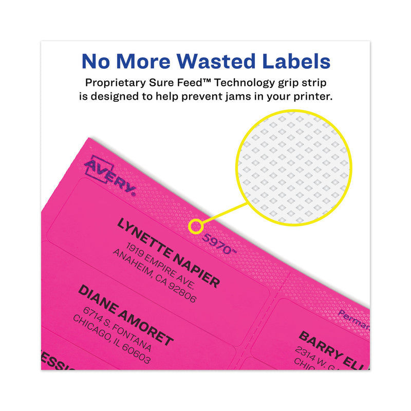 Avery High-Visibility Permanent Laser ID Labels, 1 x 2.63, Neon Yellow, 750/Pack